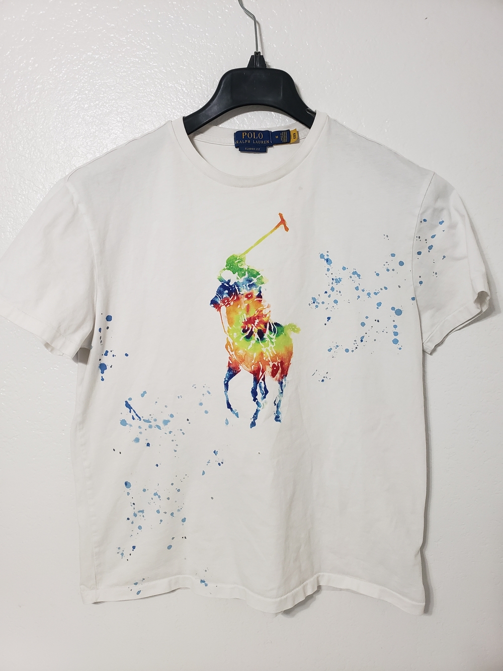 Polo Ralph Lauren Men’s Medium Classic Fit Big Pony Paint Splatter Graphic Tee